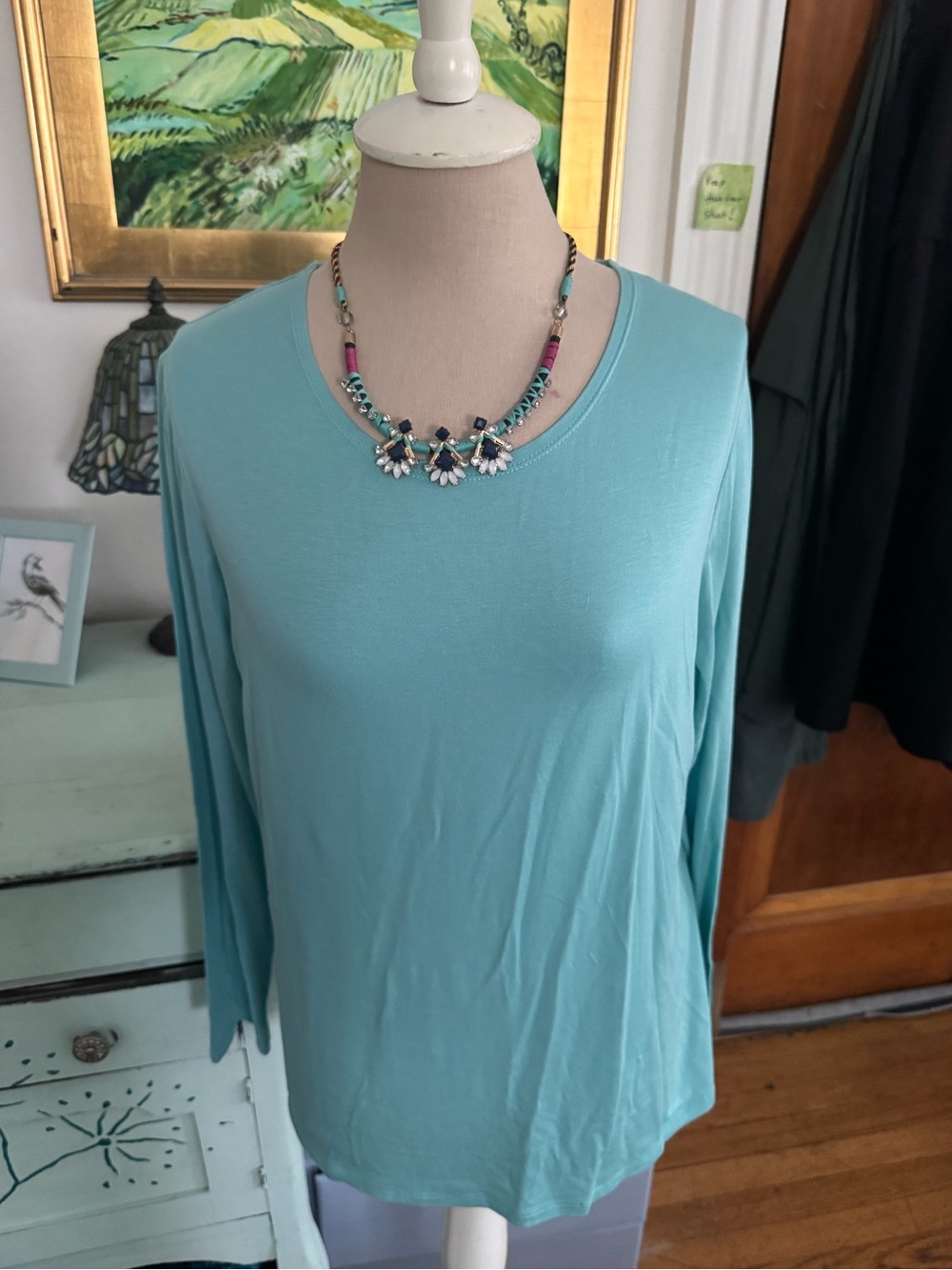 Gudrun Sjoden Aqua Lyocell Long Sleeved Top L Shirt Layering Lagenlook VGUC